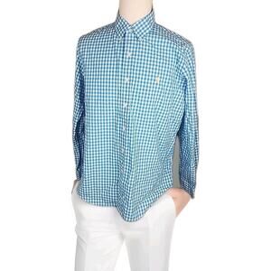 Ralph Lauren Mens Blue White Check Logo Pony Long Sleeve Button Up Size XL